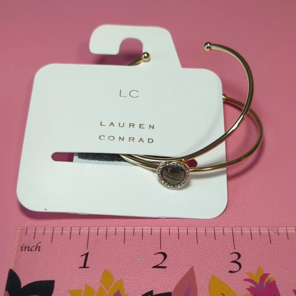 LC Lauren Conrad Gold Tone Crystal 2 Pack Cuff Bracelets